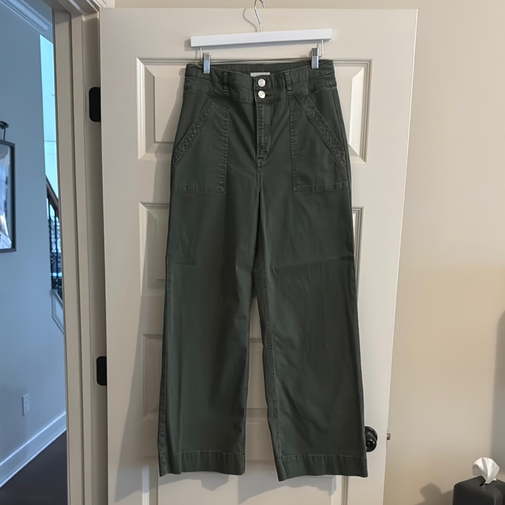 Frame Olive Khaki Wide Leg Trousers